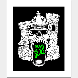 Broskull Logo V.2 White Castle with Slime Green Letters Posters and Art